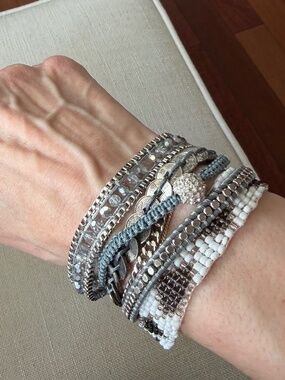 Victoria Emerson Grey & Silver 🪩 Wrap Bracelet | Magnetic closure